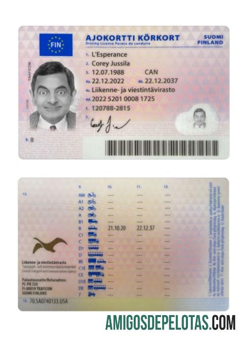 Carteira de motorista da Finlândia 2022 presente baixar para verificação